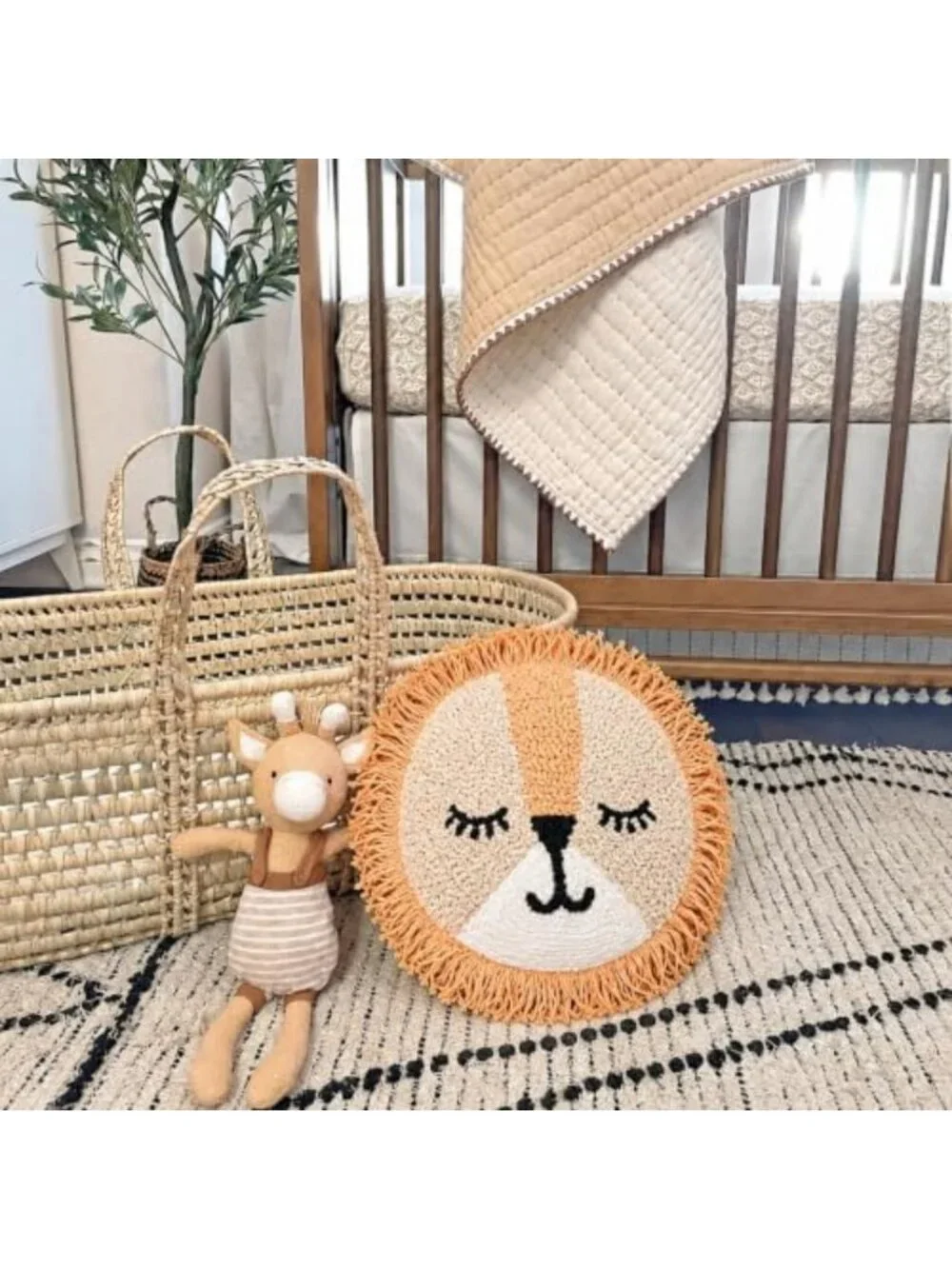 Decorative Round Lion Pillow for Nursery & Toddler Rooms - 12